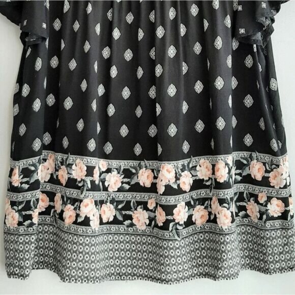 TORRID Border Print Smocked Challis Blouse Boho Sz 2X | 2 - Picture 5 of 11